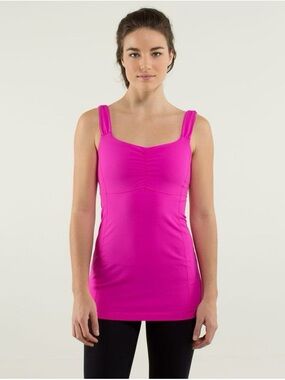 Lululemon Pink Ruched Built In Bra Yoga Workout Tank Top Women’s Size M